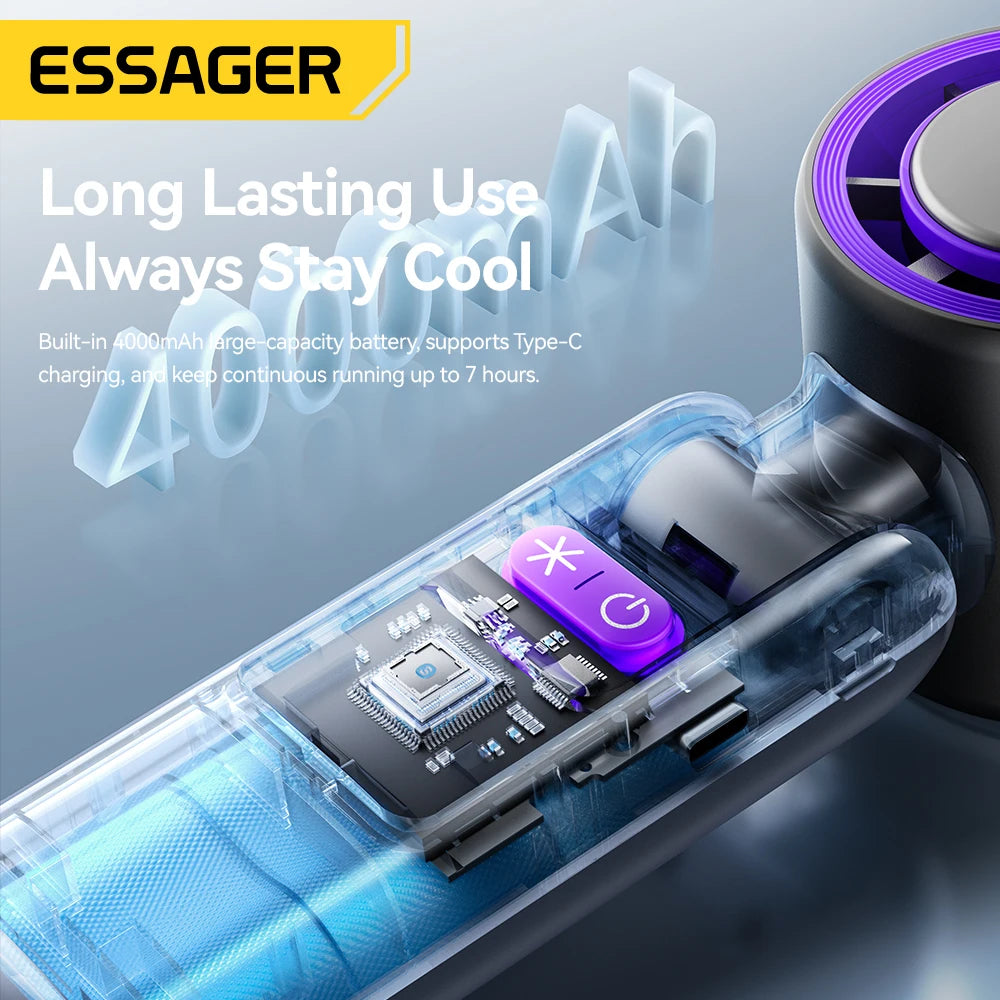 Mini ventilador portátil plegable Essager USB de mano, pantalla digital de 100 velocidades con linterna, refrigeración y refrigeración