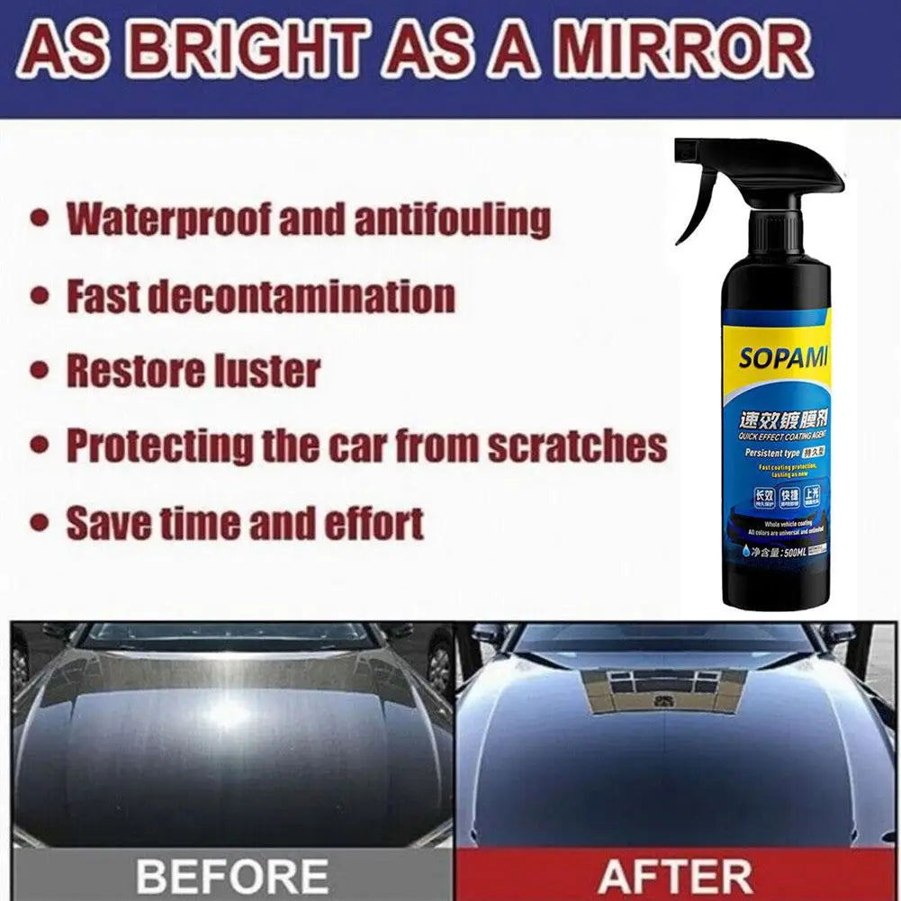 Spray de recubrimiento para autos Sopami, nanocerámica, de efecto rápido, agente de recubrimiento para autos, spray de cera para autos, spray de pulido, protección para autos