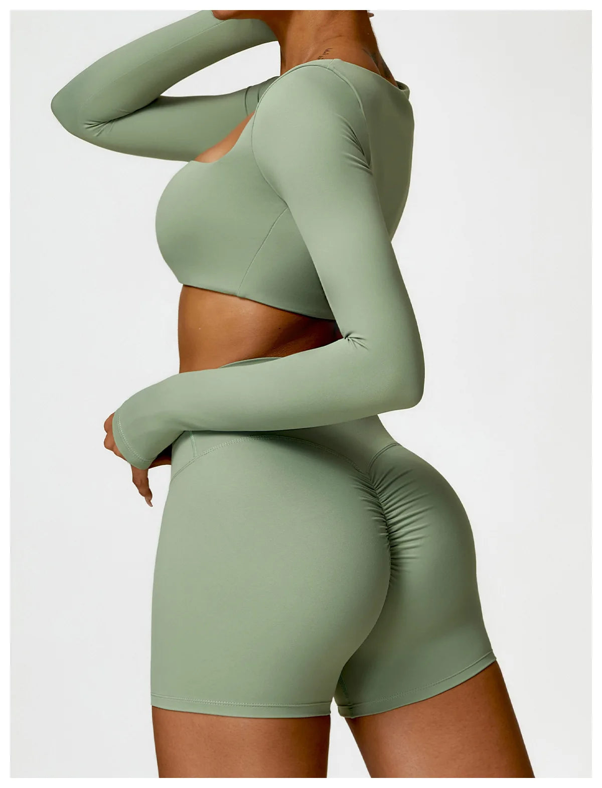 Conjunto de chándal de yoga para mujer, 2 piezas, ropa deportiva para entrenamiento, ropa deportiva, leggings de gimnasio, sujetador de fitness, top corto, trajes deportivos de manga larga