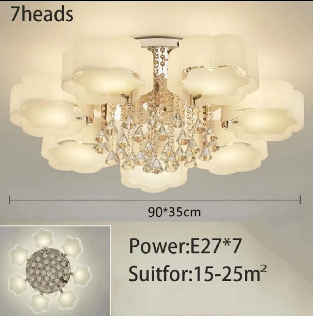 Lámpara de techo LED para sala de estar, moderna, sencilla, cálida, romántica, atmosférica, para el hogar, de cristal de bajo consumo.