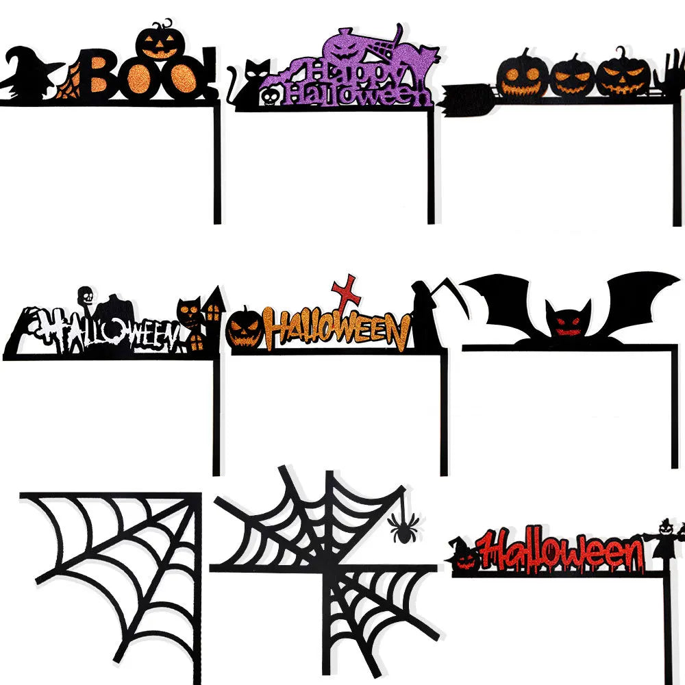 Decoración de Halloween para marcos de puertas, murciélagos, calabazas, telarañas, letrero para esquinas de puertas y ventanas, decoración de Halloween para el hogar, pegatinas para esquinas 2024