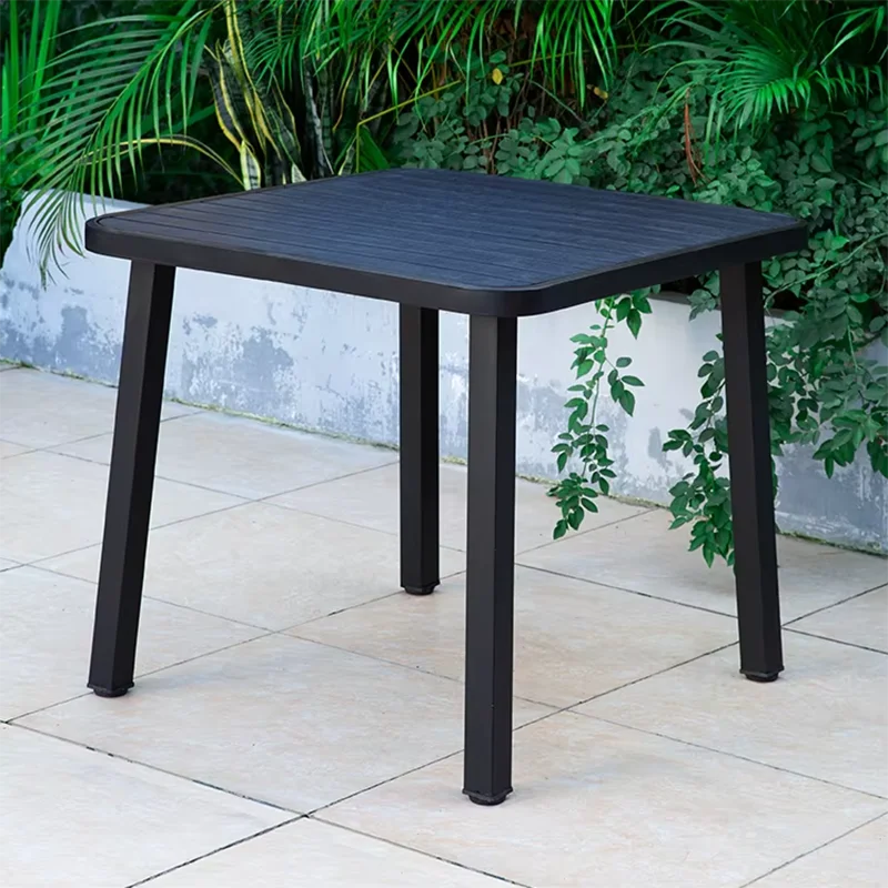 Mesa redonda/cuadrada para exterior, mesa de jardín, mesa de comedor moderna de madera y plástico, mesa larga para exteriores, ocio, patio, villa