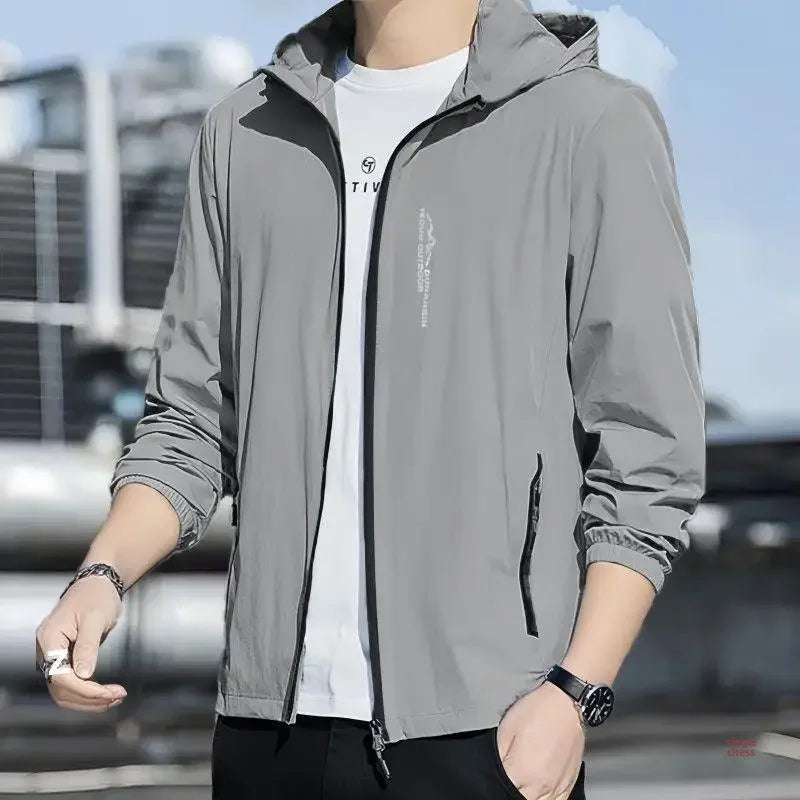 Chaqueta de verano para exteriores con protección solar UPF50 para hombre (2024), estilo nuevo, holgada, de seda helada, ultrafina.