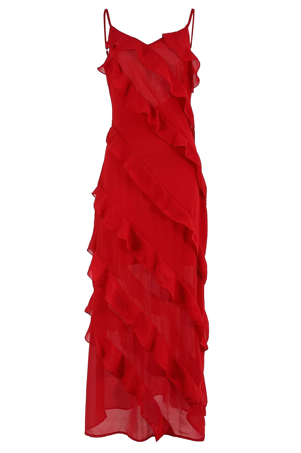 Vestido largo de gasa con volantes para mujer, estilo maxi, con espalda descubierta y abertura, ideal para fiestas de graduación, bodas y eventos de verano. Vestido largo y elegante.