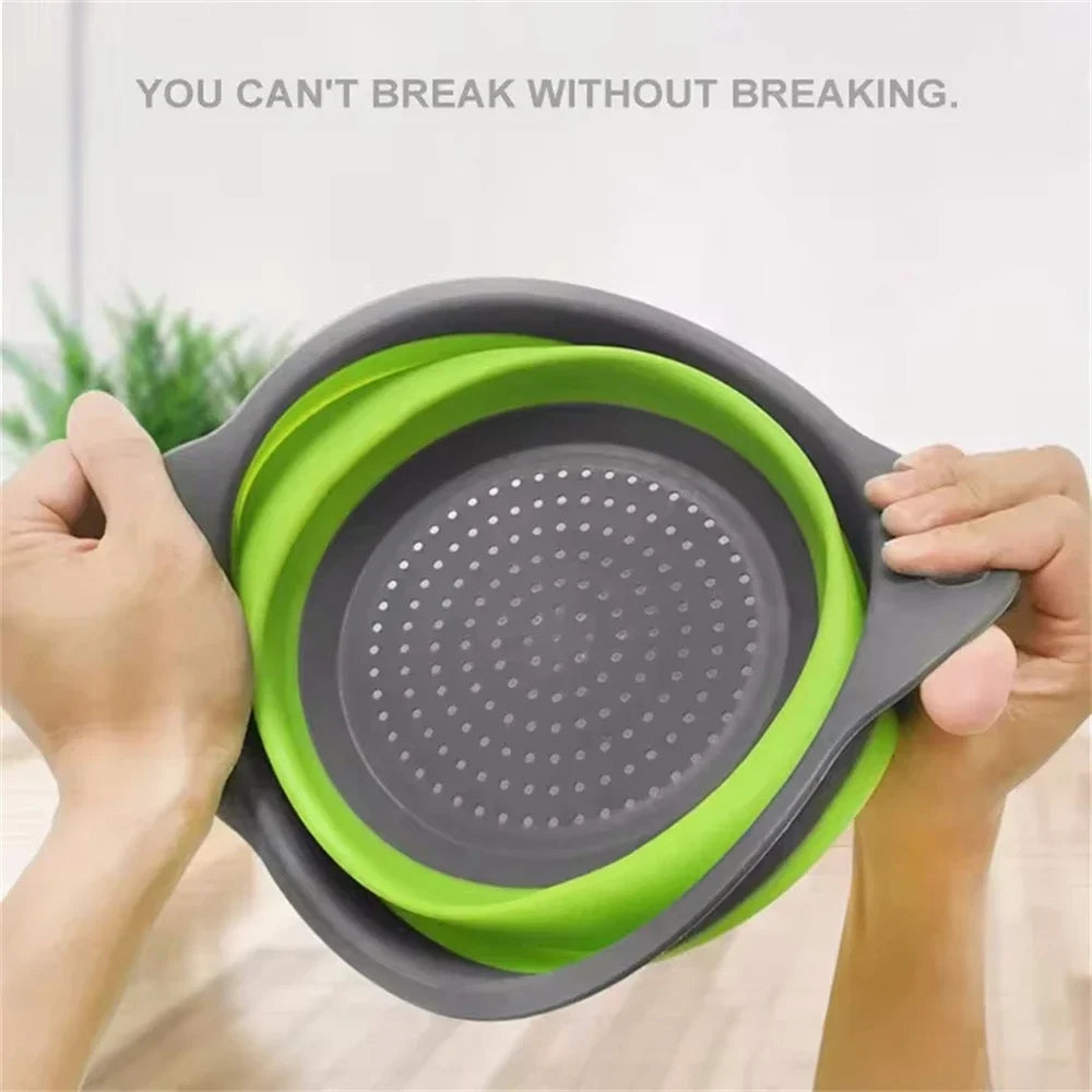 Colador plegable redondo, libre de BPA, cesta de drenaje para lavar frutas y verduras, colador de cocina, apto para lavavajillas.