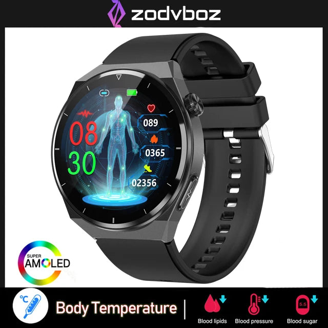 Reloj inteligente con tratamiento láser para hombres, dispositivo con ECG, PPG, frecuencia cardíaca, azúcar en sangre, monitor de salud, para Android e iOS, 2024