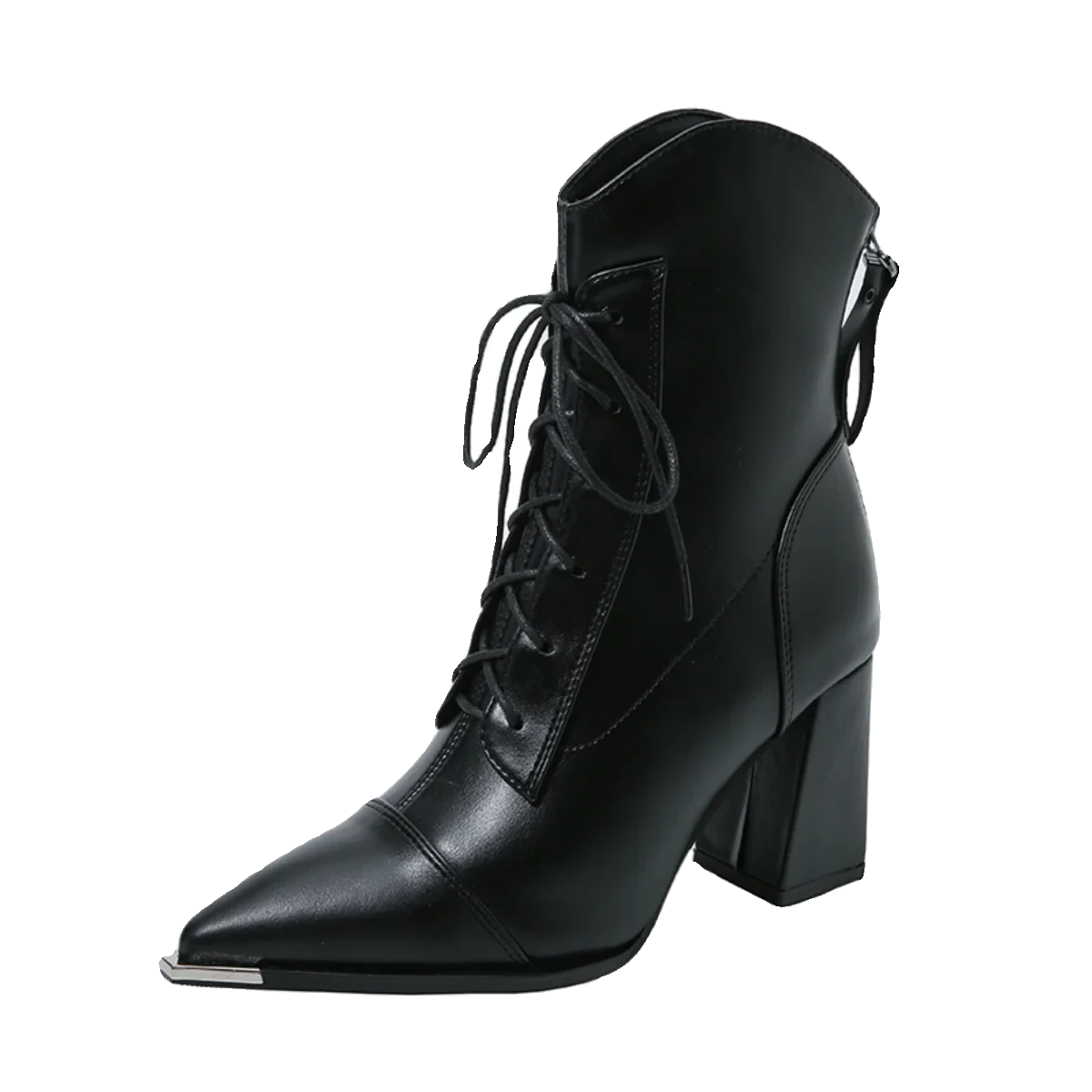 Botines de tacón alto con punta puntiaguda para mujer, botas sencillas de tacón de bloque para otoño e invierno de 2025.