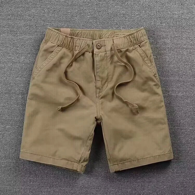 Pantalones cortos informales de trabajo para hombre, de verano, modernos, holgados, de pierna recta, de cinco cuartos, elásticos y lavados.