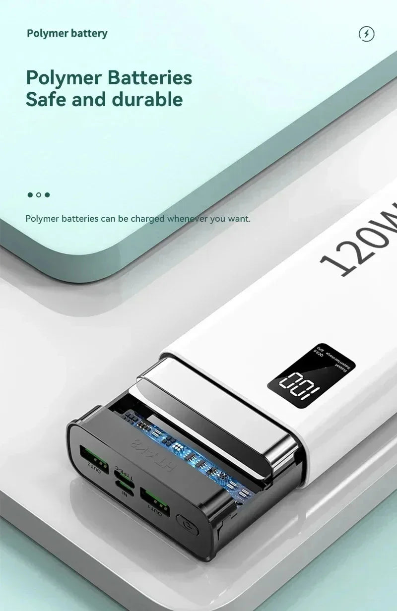Banco de energía Xiaomi de 500.000 mAh y 120 W, carga ultrarrápida, gran capacidad, para iPhone, Huawei y Samsung.