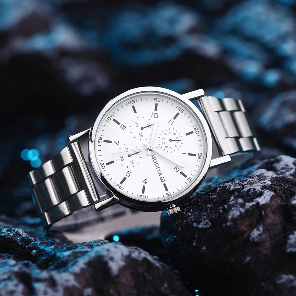 Relojes de moda para hombre, reloj deportivo informal de cuarzo con correa de acero para hombre, reloj Masculino