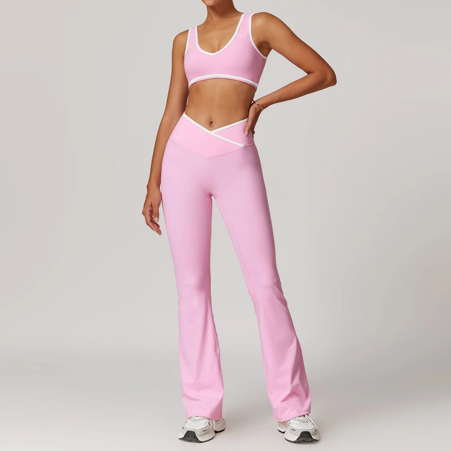 Conjunto de yoga de 2 piezas, ropa deportiva para entrenamiento, chándal de gimnasio, leggings de cintura alta, sujetador deportivo, ropa deportiva para mujer