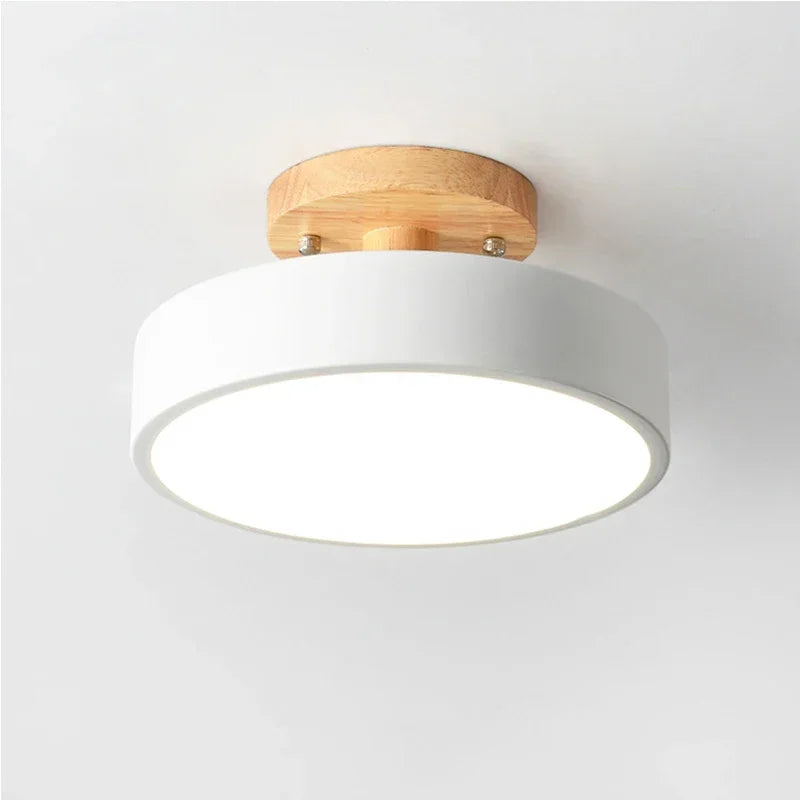 Lámparas de techo nórdicas para entrada, pasillo, balcón, madera, redondas, para guardarropa, comedor, estudio, dormitorio, baño, iluminación industrial.