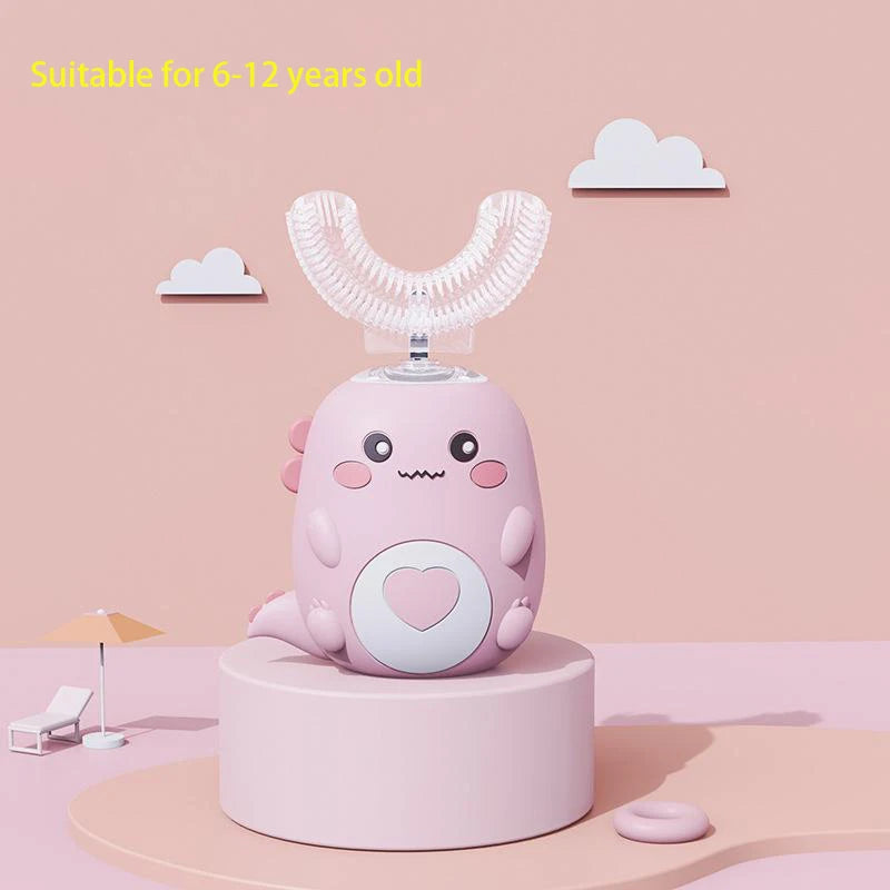 Cepillo de dientes eléctrico en forma de U para niños, 360 grados, inteligente, de silicona, recargable, automático, sónico.