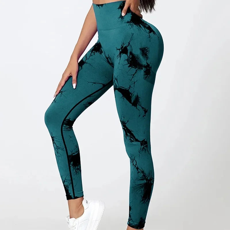 Pantalones de yoga sin costuras, gruesos, ajustados, de talle alto, deportivos, teñidos en lana, con efecto melocotón en los glúteos, largos y ceñidos, para hacer ejercicio.
