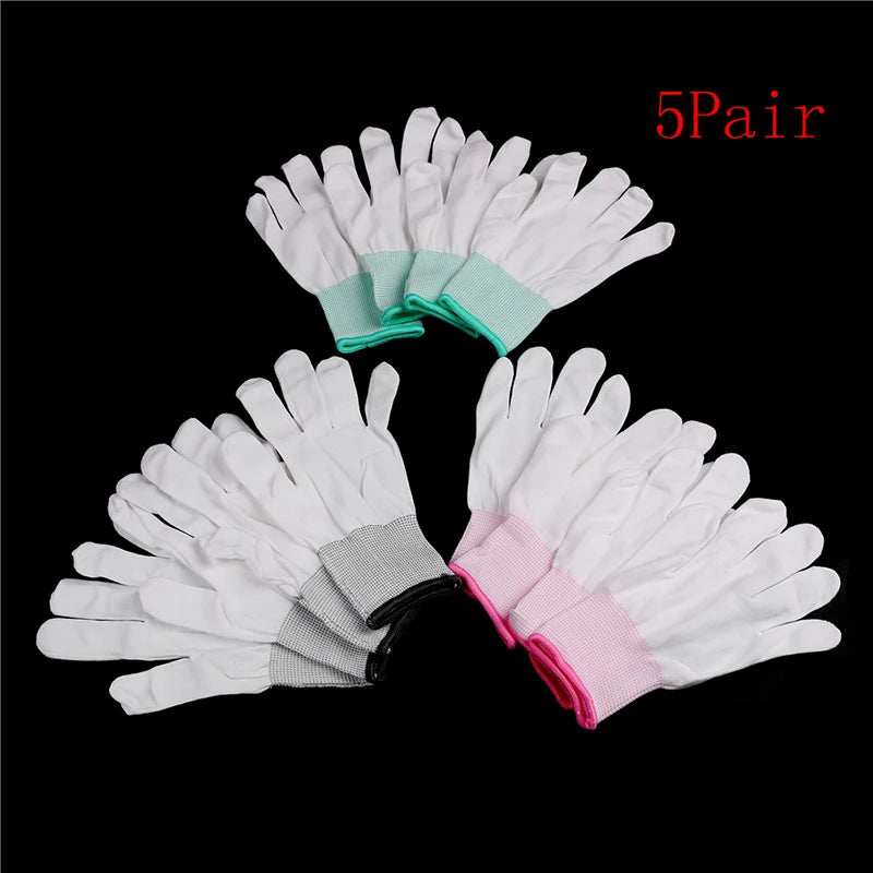 5 pares de guantes de trabajo electrónicos antiestáticos ESD, con palma recubierta de PU y dedos recubiertos, antideslizantes de PC para protección de dedos.