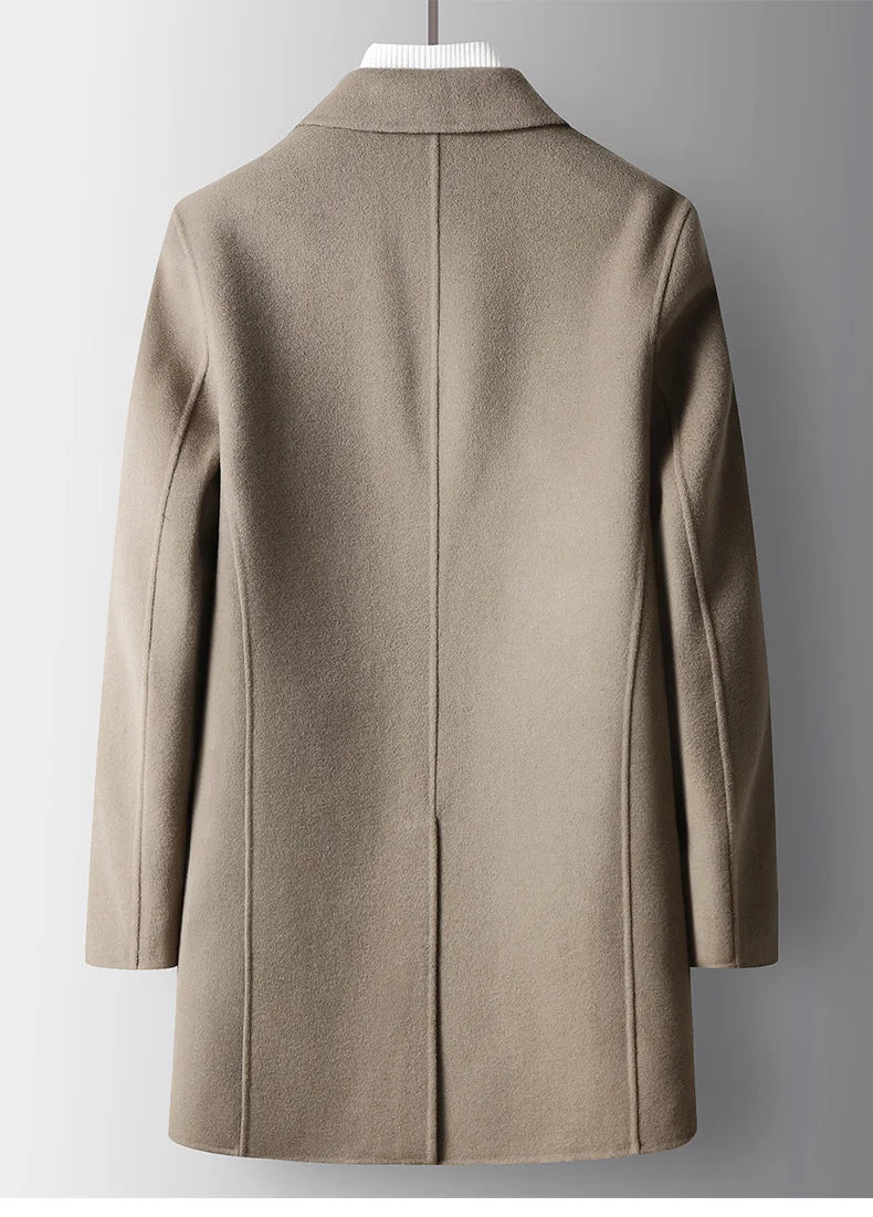 Brand Top Quality Double-Sided Woolen Men's Coat Autumn Winter Business Casual 71.8% Wool Male Medium Long Hommnre Coat