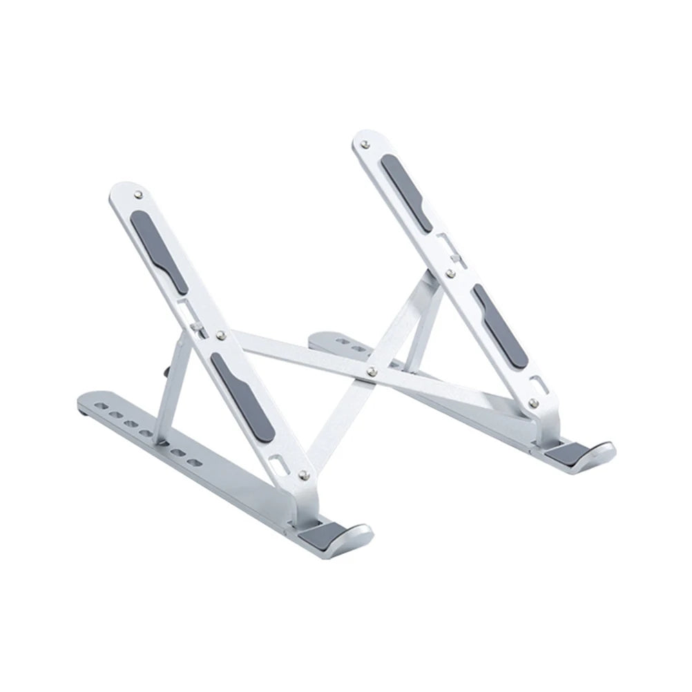 Soporte para portátil plegable de aluminio con altura ajustable Y1, color plateado, para escritorio, multiángulo, para portátil, tableta, uso en oficina