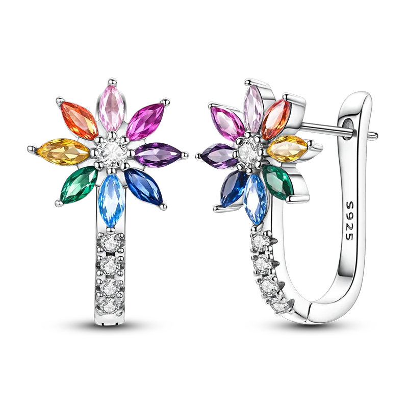 Pendientes brillantes de plata de ley S925 para mujer, con circonitas de colores, diseño de insecto, ideal como regalo de aniversario de boda.
