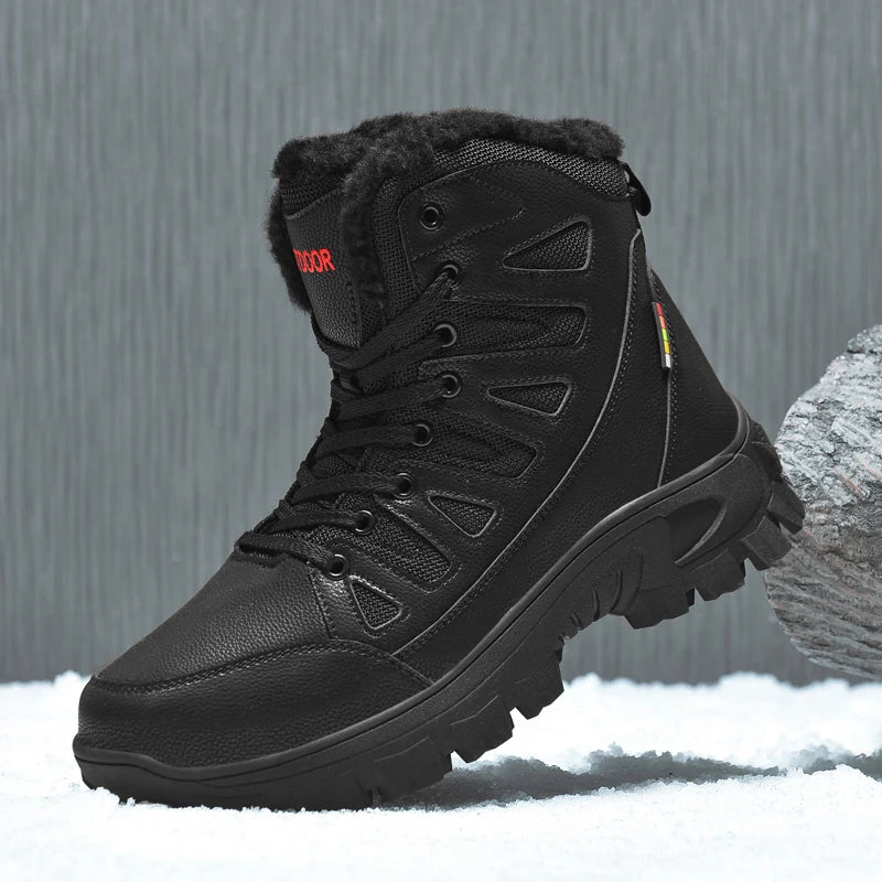 Botas de invierno para hombre, zapatillas cálidas, impermeables, antideslizantes, de felpa, de cuero, talla grande 48, novedad de 2024
