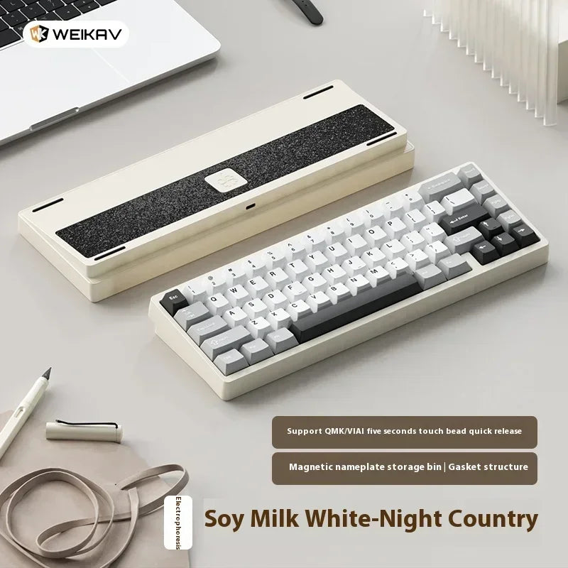 Teclado mecánico para juegos Weikav Lucky65 V2 RGB con junta intercambiable en caliente, estructura de 3 modos, aleación de aluminio, accesorio para PC