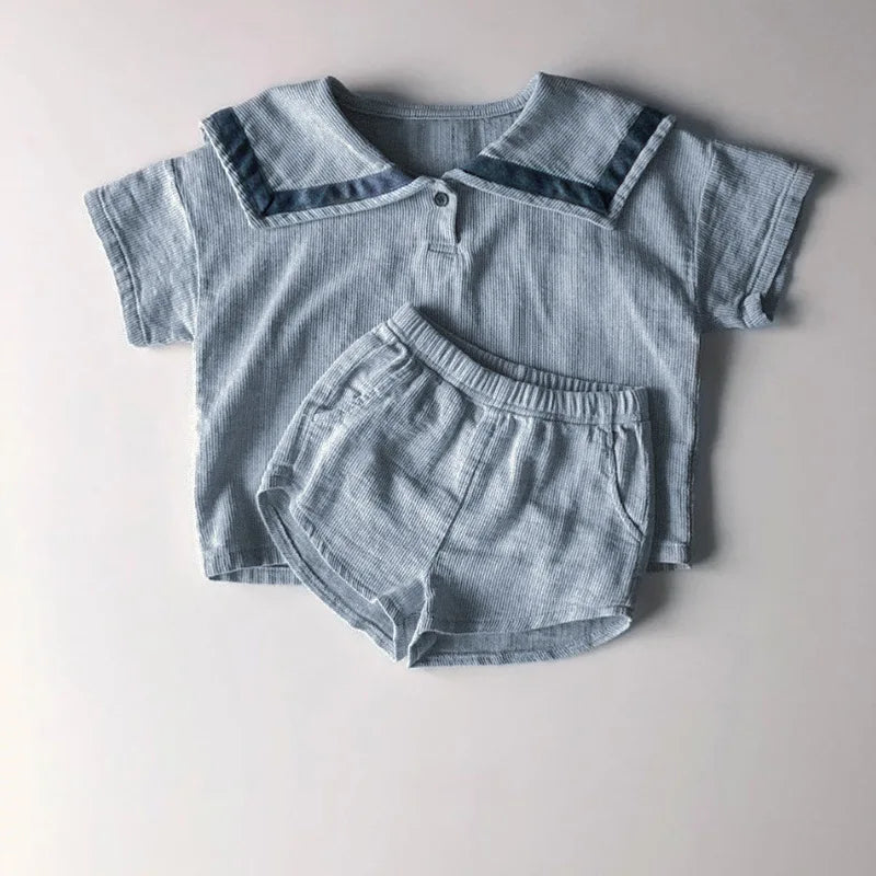 Conjuntos de ropa para niños y niñas, de muselina, con top y pantalones cortos, 2 piezas, traje de algodón español para bebé.
