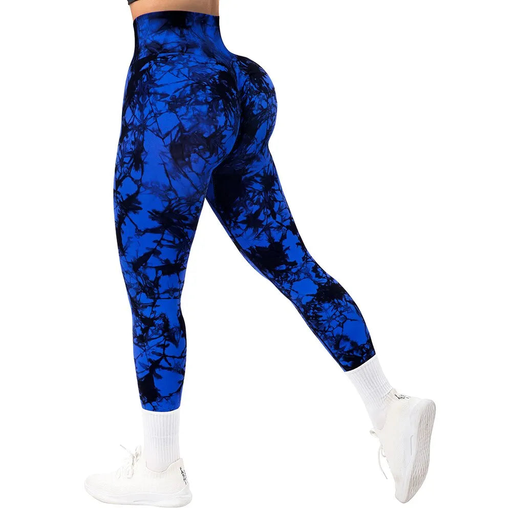 Mallas deportivas con efecto tie-dye para mujer, leggings push up para entrenamiento, leggings deportivos para mujer, pantalones de gimnasio sin costuras con efecto push-up