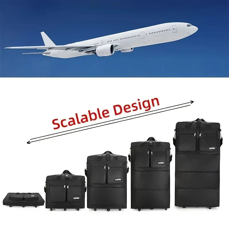 Maleta de viaje con 3 capas expandibles y gran capacidad con ruedas | Portátil para estudiar en el extranjero | Equipaje práctico y plegable