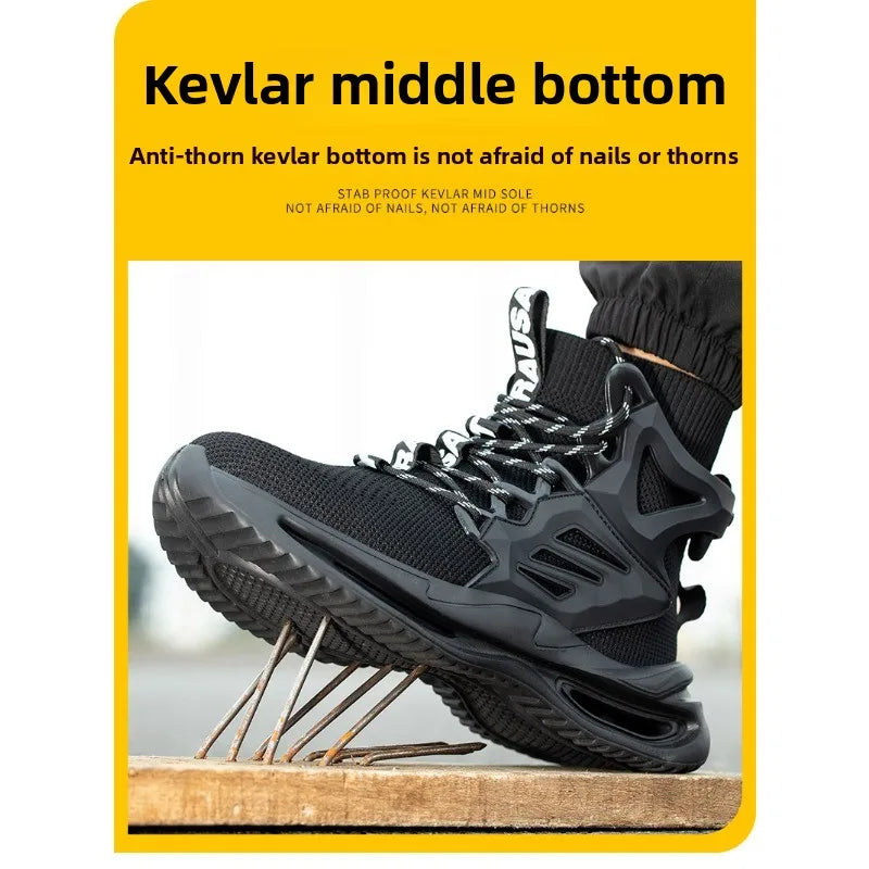 Tall Men's Anti Smashing and Anti Piercing Steel Toe Protective Safety Shoes Lightweight and Breathable Wear Resistant Durable