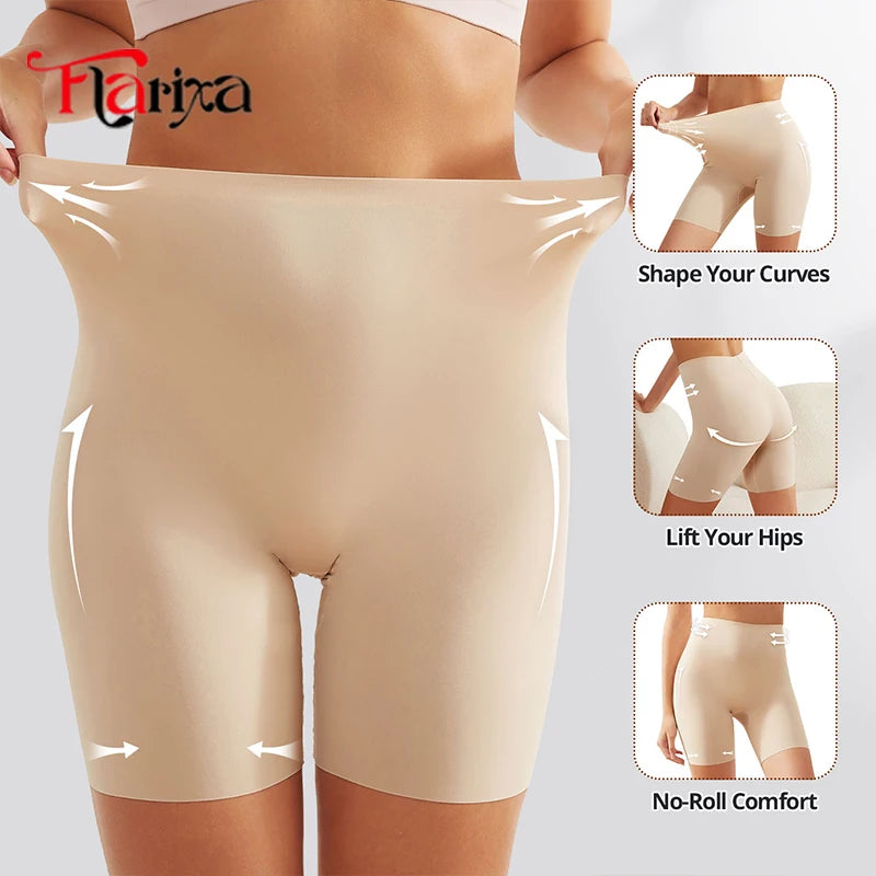 Pantalones cortos de seguridad de cintura alta Flarixa, antirozaduras, ropa interior tipo bóxer, ropa interior protectora para debajo de los vestidos, pantalones de ciclismo