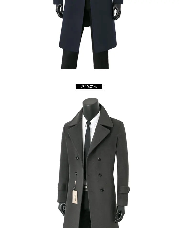 Abrigo de lana de alta calidad para jóvenes, cálido, informal, extralargo, cruzado, grueso, tallas grandes S-7XL 8XL 9XL