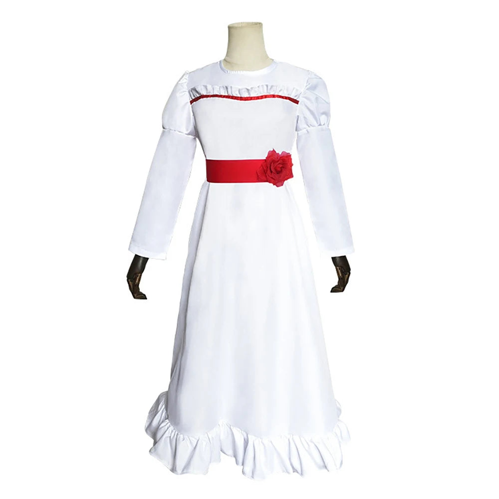 Anime Conjing Doll Annabelle Dresses Cosplay Costumes Wig Suit Halloween Carnival Party Dress Up Female Child Adult Uniform Suit