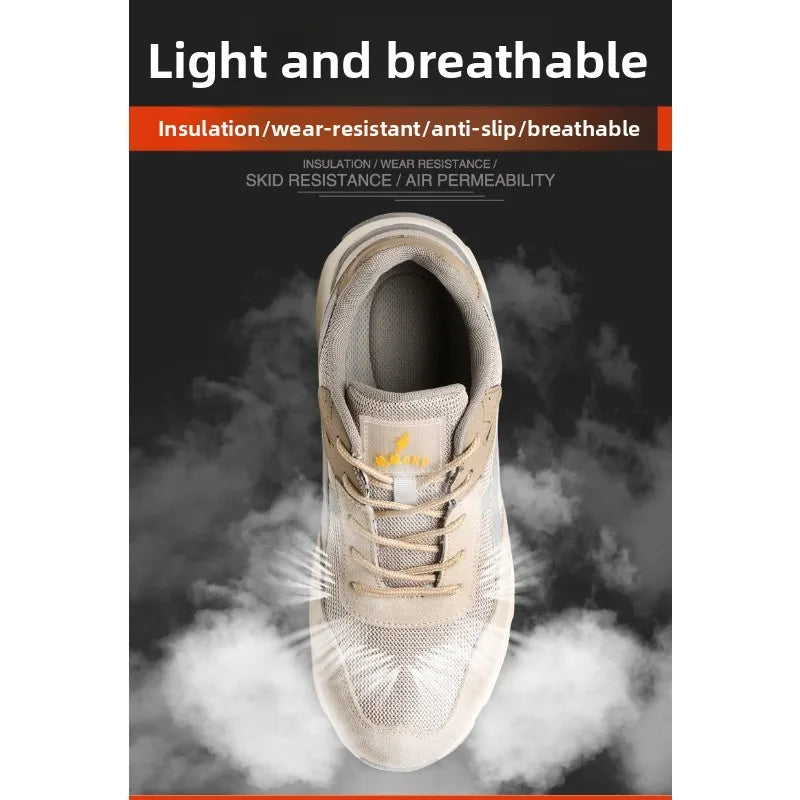 Nuevos zapatos de protección laboral ligeros y transpirables para hombres y mujeres, con puntera de acero antiaplastamiento y antipinchazos.