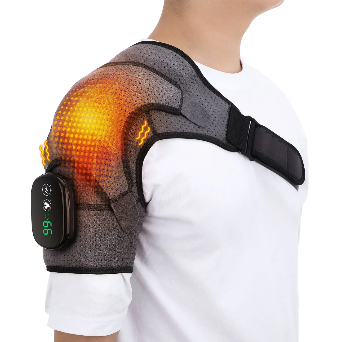 Masajeador de hombros con calefacción eléctrica, soporte para espalda y hombros con calefacción, cinturón de masaje de hombros con calefacción ajustable para la relajación muscular del brazo.