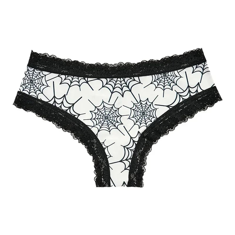 Ropa interior para mujer, bragas sexys con borde de encaje, estilo gótico, lencería con calavera rosa, pantalones triangulares cómodos y transpirables personalizados