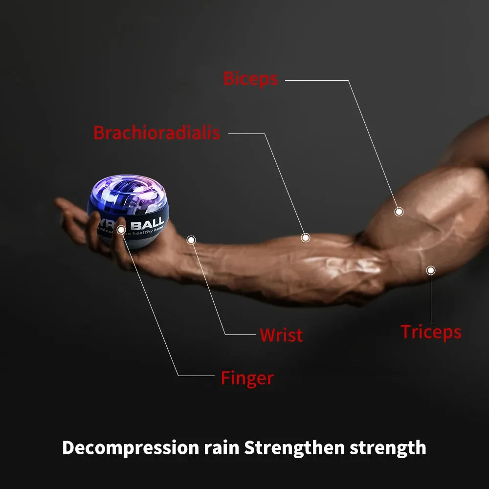 Pelota de entrenamiento de potencia con LED para muñeca, giroscopio de arranque automático para brazo, mano y antebrazo, equipo deportivo de fitness.