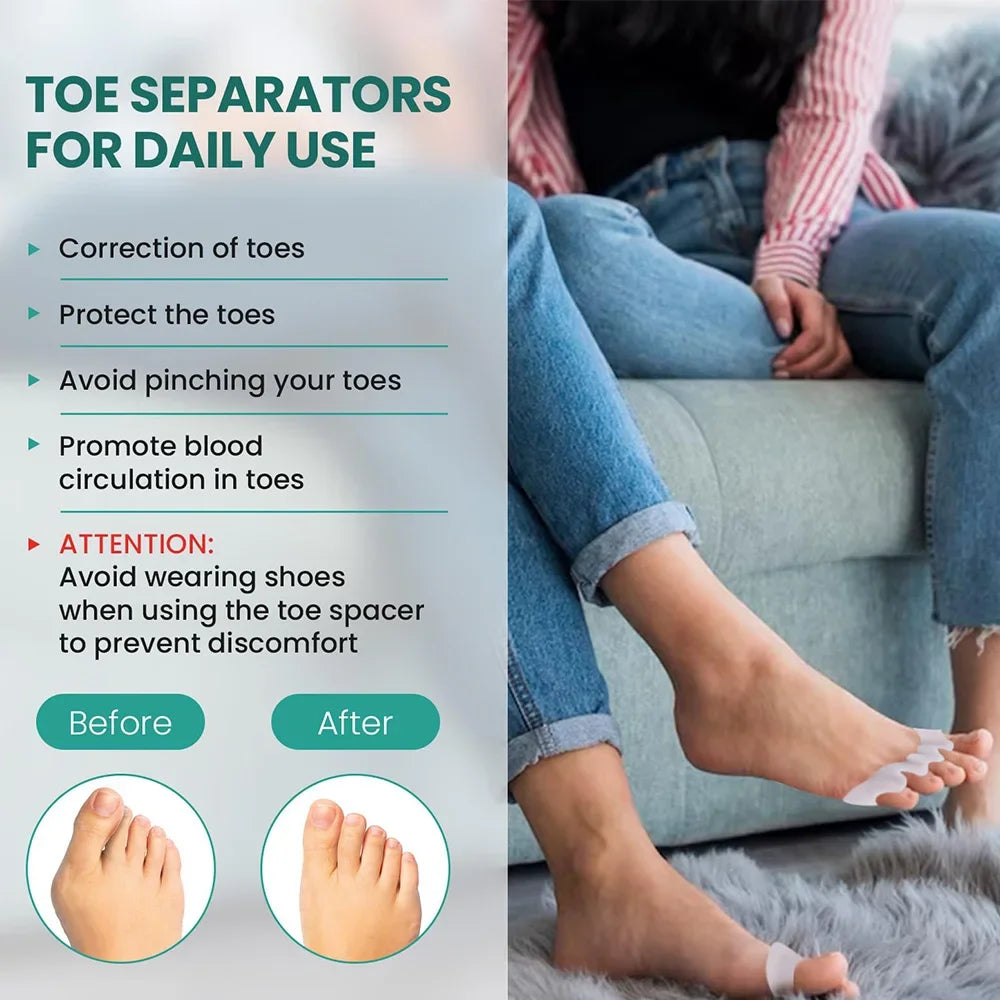 Separador de dedos de silicona, corrector de juanetes y dedo en martillo, de silicona suave, para el cuidado de los pies.