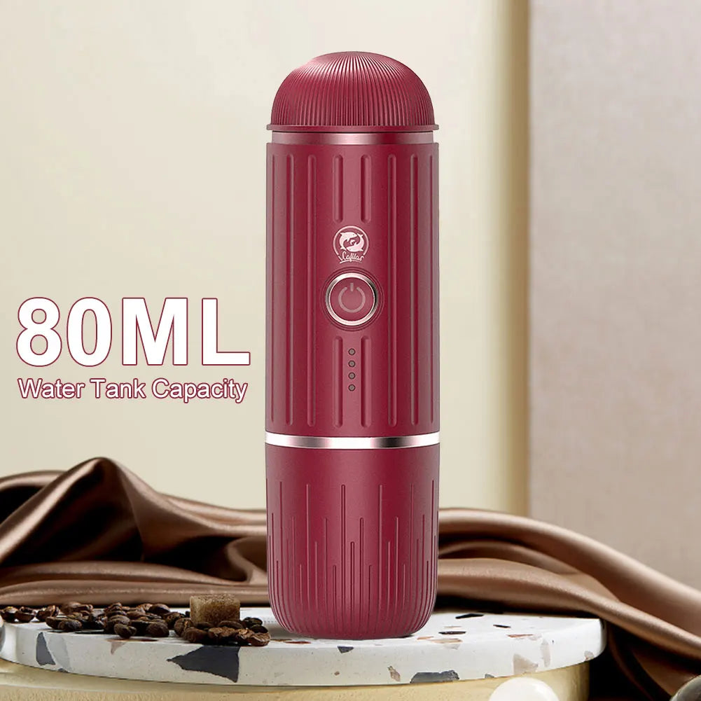 Cafetera portátil eléctrica para café expreso, compatible con cápsulas y café molido, cafetera 2 en 1 para senderismo.