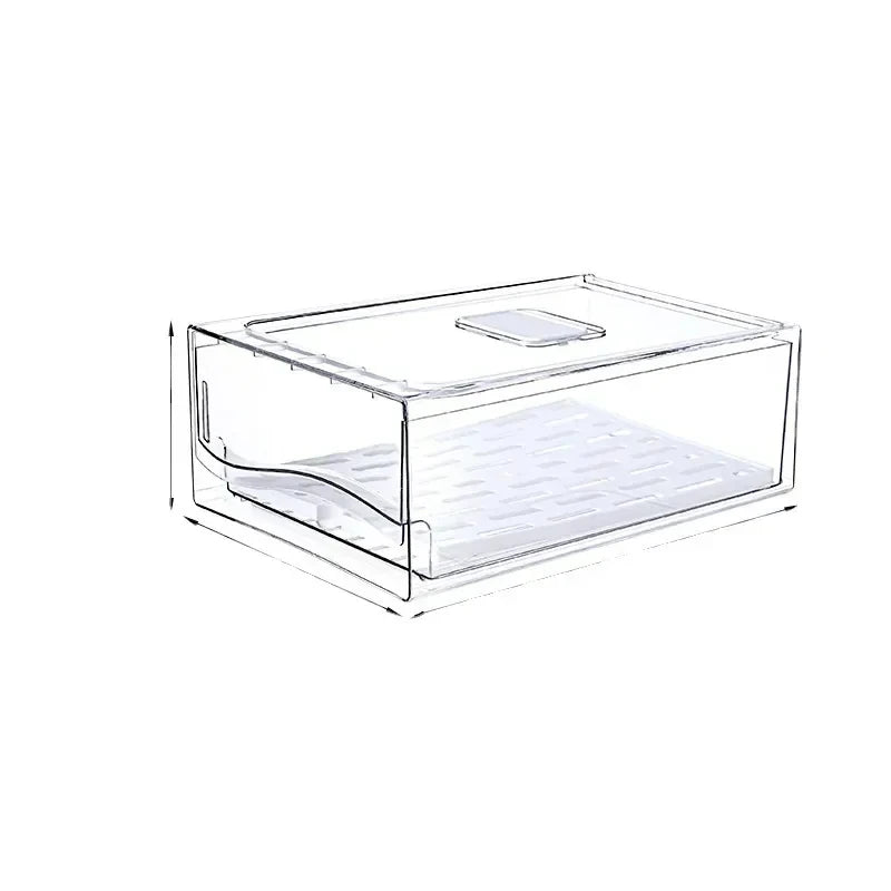 Caja de almacenamiento para refrigerador de cocina, cajón de mantenimiento fresco, grado alimenticio, huevos y carne, acabado co