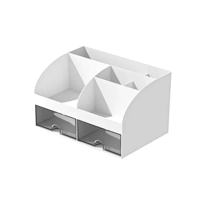 Organizador de escritorio para oficina, caja de almacenamiento transparente con cajones pequeños, organizador de escritorio para estudiantes, papelería y artículos diversos.