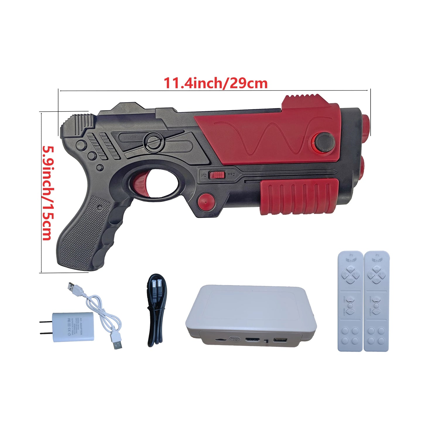 Consola de juegos (con más de 900 juegos), consola de videojuegos retro para televisores para niños y adultos, cartucho de juego (con juegos de AR Gun), 2 manos