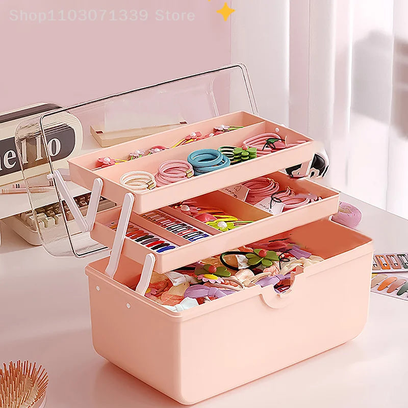 Caja de almacenamiento de accesorios para el cabello para niños, cuerda para la cabeza de bebé, horquilla, banda de goma, organizador de joyas para la cabeza, linda caja de joyería para niña