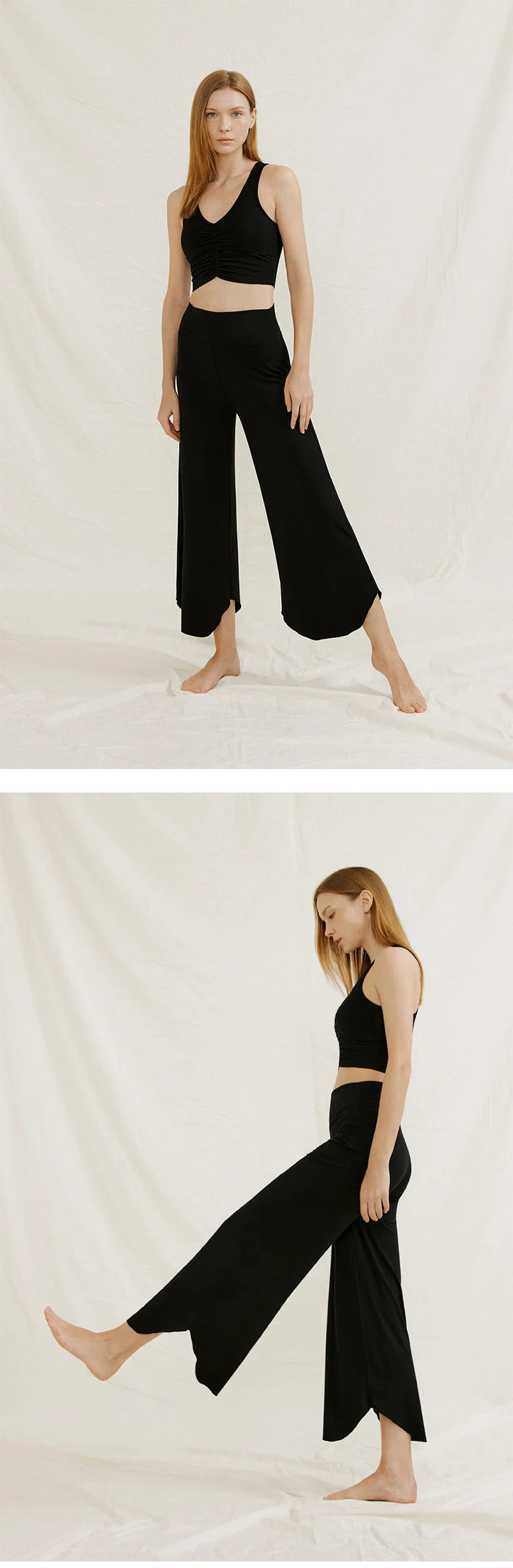 Alpha High Waisted Capri Pants for Women Wide Leg Yoga Pants for Summer Flowy Capris Loose Casual Cropped Dance Pants