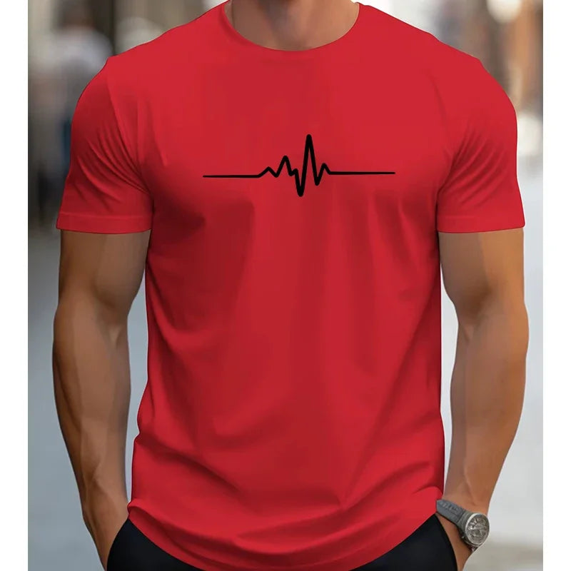 Camiseta deportiva informal de manga corta con cuello redondo y estampado gráfico creativo de talla holgada de verano 100 % algodón para hombre 2025