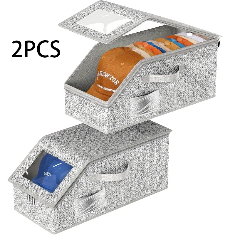 Caja para guardar sombreros de 1/2, perchero, gran capacidad, ideal para guardarropas, ideal para uso doméstico, organización y almacenamiento de armarios.