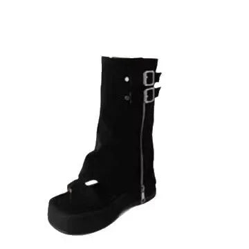 Botines estilo romano caqui de dos vías, sandalias de moda retro con personalidad individual, zapatos cómodos con suela de goma para mujer
