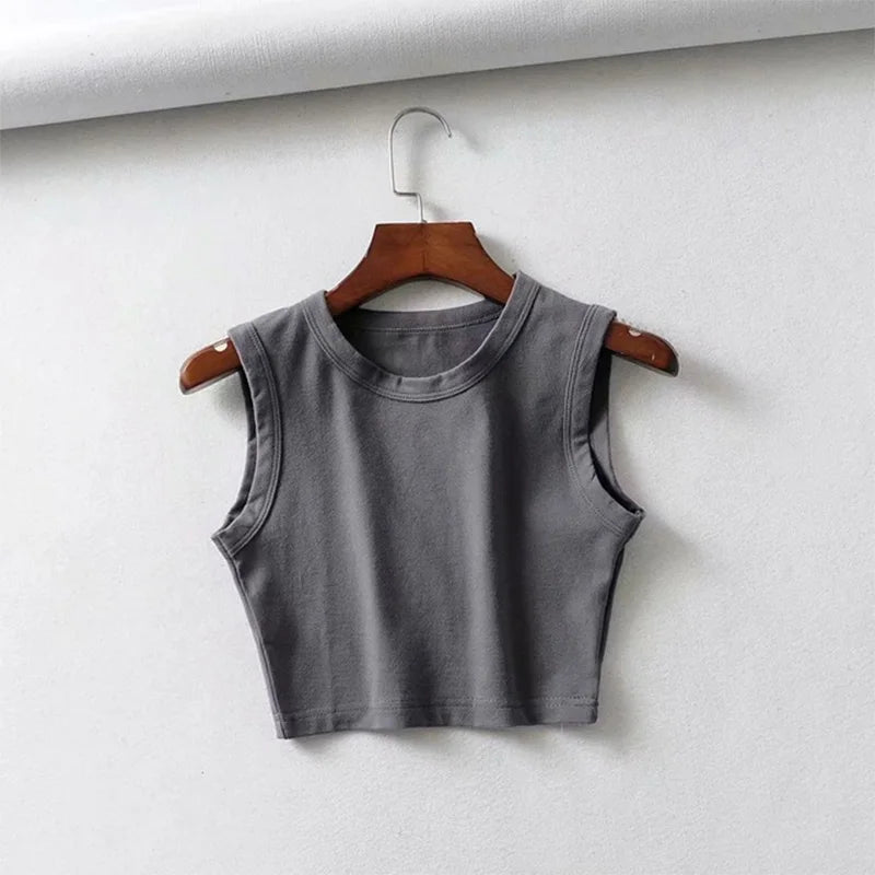 Tops cortos blancos vintage de verano para mujer, estilo motero, estilo punk negro, camiseta sin mangas sexy, ropa urbana coreana, top corto sin mangas para mujer