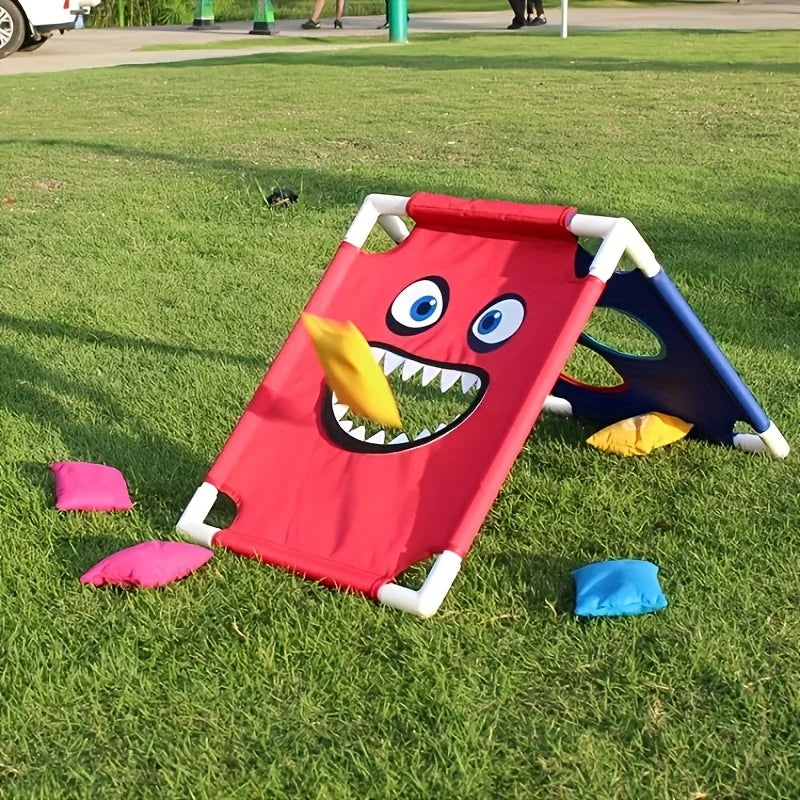 Juego de lanzamiento de sacos de arena, ideal para fiestas al aire libre, con interacción entre varias personas, incluye sacos de arena, juego familiar para el jardín.