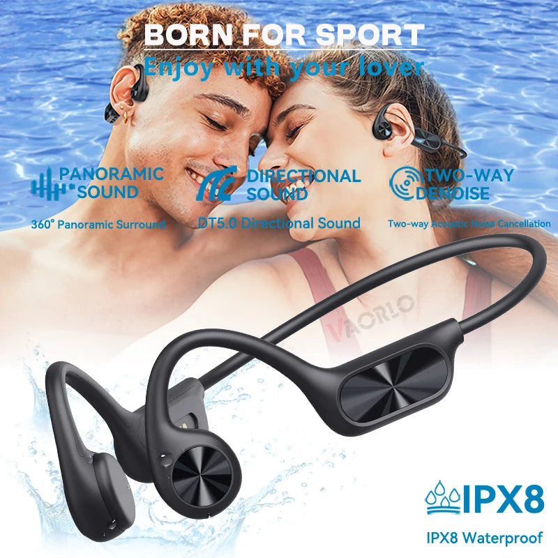 Auriculares inalámbricos de conducción ósea IPX8, resistentes al agua, para natación, Bluetooth 5.4, 32 GB de RAM, reproductor de MP3, música HIFI, deportivos.