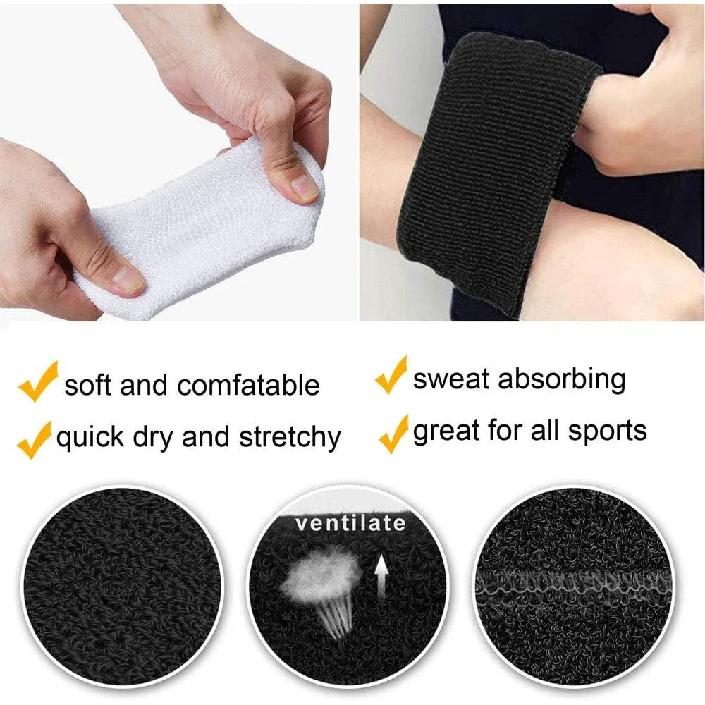 Pack de muñequeras deportivas multicolores únicas para baloncesto (negro, amarillo, blanco, azul, rosa, rojo y gris)