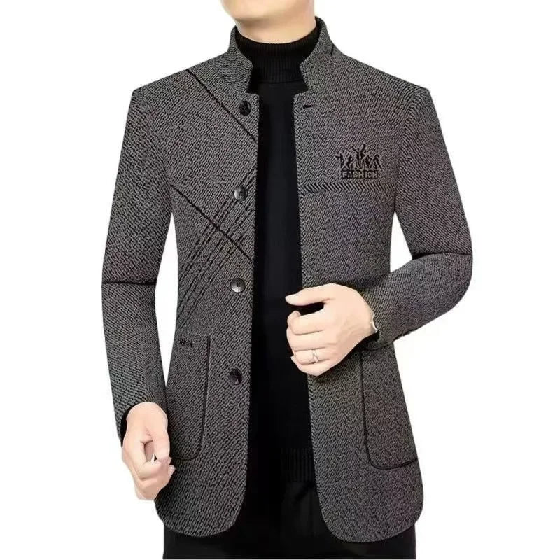 Chaqueta informal de cuello alto para hombre, de primavera, otoño e invierno, de estilo informal, de negocios, modelo fino, adecuada para verano, de origen chino.